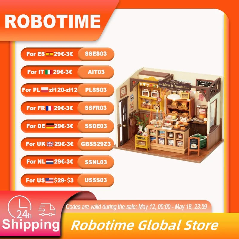 Robotime Rolife Becka's Baking House 3D Puzzle DIY Miniature Dollhouse Kit Amazing Gift for Children DG161