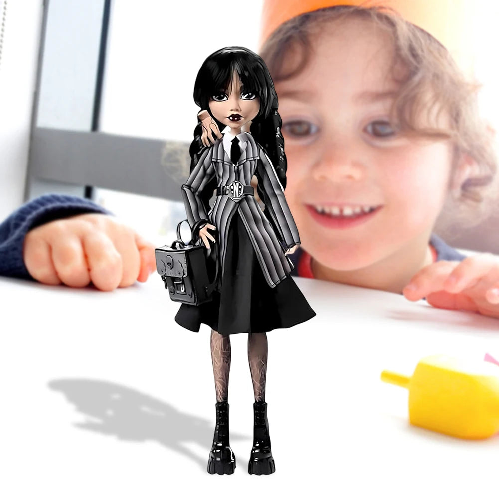 Girl in Black Statue Girls Sculpture with Backpack Table Collectible Decorations Gothic Style Desktop Ornaments for Kids Adults