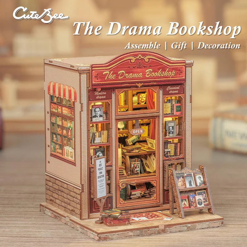 Cutebee DIY Miniature Booknook 3D Wooden Puzzle Bookshelf Insert for Dollhouses Perfect Child Birthday Gift Home Decor