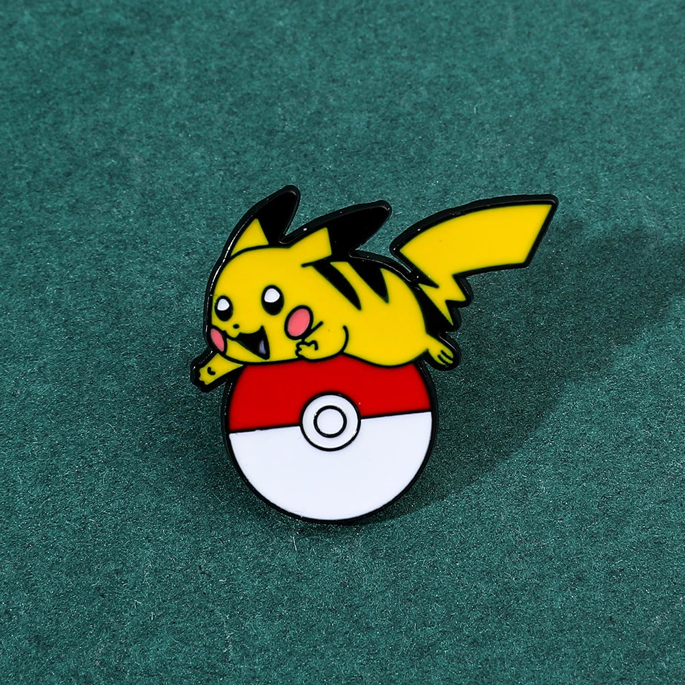 Anime Pokemon Enamel Pin Kawaii Poke Ball Pikachu Squirtle Charmander Metal Badge Brooch Jacket Jeans Lapel Pin Toys Accessories