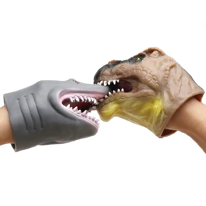 Dinosaur Hand Puppet Glove Soft Rubber Triceratops Shark Model Children Simulation Animal Animation Puppet Toy Boy Birthday Gift