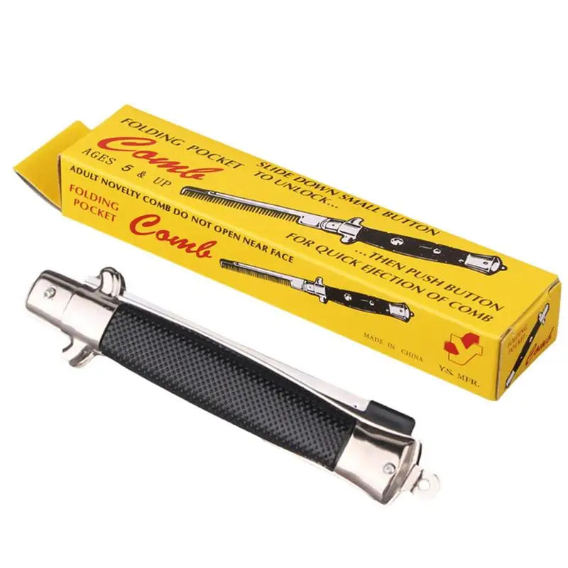 Switch Blade Comb Automatic Push Button Folding Barber Comb Portable Metal Spring Jump Brush Mens Pocket Comb Salon Beauty Tool