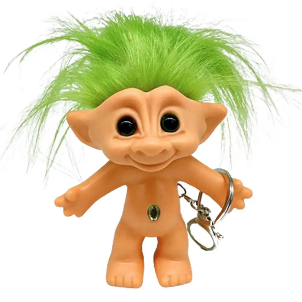 Troll Doll With Long Hair Vinyl Indian Ugly Doll Keychain Good Luck Troll Dolls Keychain Anti-Lost Key Chain Key Ring For Child