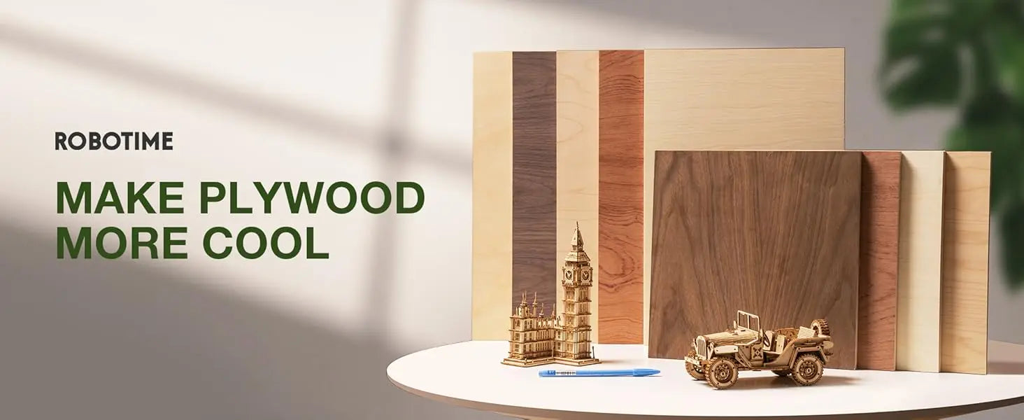 Robotime 12-Pack 3mm Basswood 12 x 12 x 1/8 Inch Craft Wood A/A Grade Basswood Sheets 1/8" - 1/8" Plywood for Laser Cutting