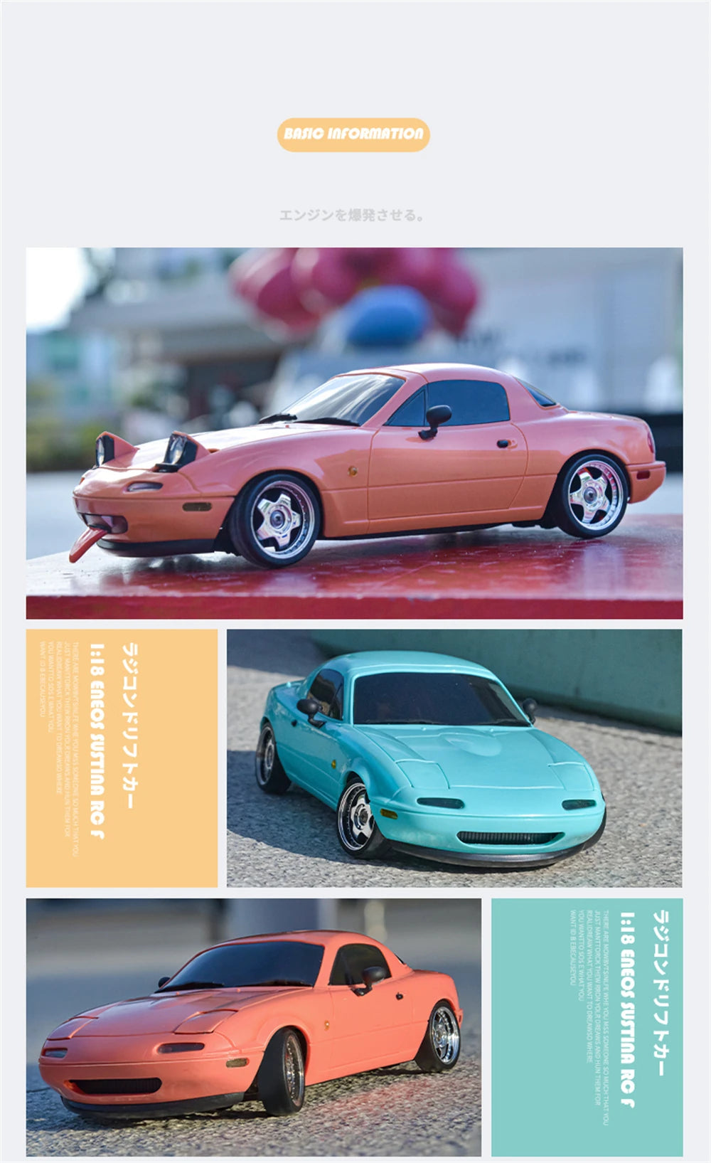 LDRC 1804 RTR 1/18 2.4G RWD RC Car Drift for Mazda MX-5 Gyro LED Light On-Road Full Proportional Alloy Body Shell Racing Vehicle