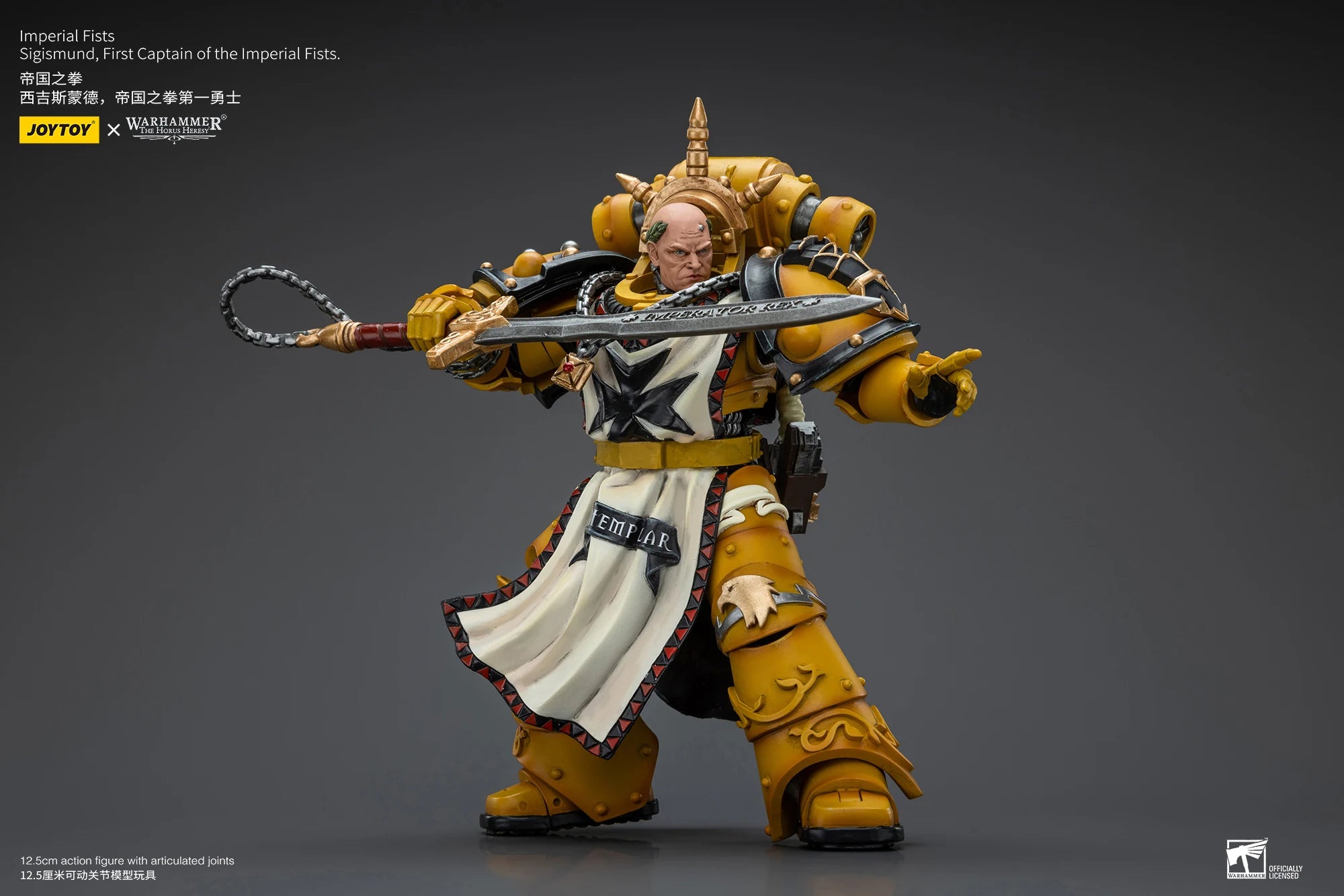 JOYTOY Warhammer 40K 1/18 Action Figure Imperial Fists Sigismund, First Captain of the Imperial Fists Anime figures Toys Model
