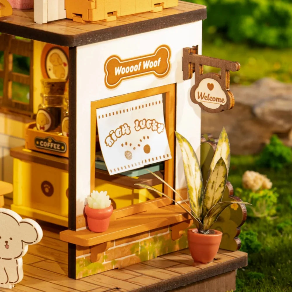 Robotime Rolife DIY Miniature Dollhouse Kit Rolife Puppy's Cozy Villa Amazing Gift for Children DIY Miniature House for Adult