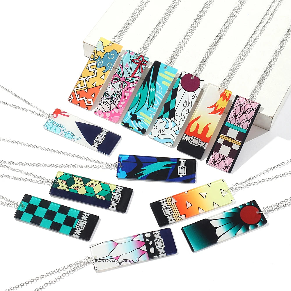 Anime Demon Slayer Necklace Kamado Tanjirou Agatsuma Zenitsu for Women Men Cartoon Pendant Neck Chain Jewelry Accessories Gifts