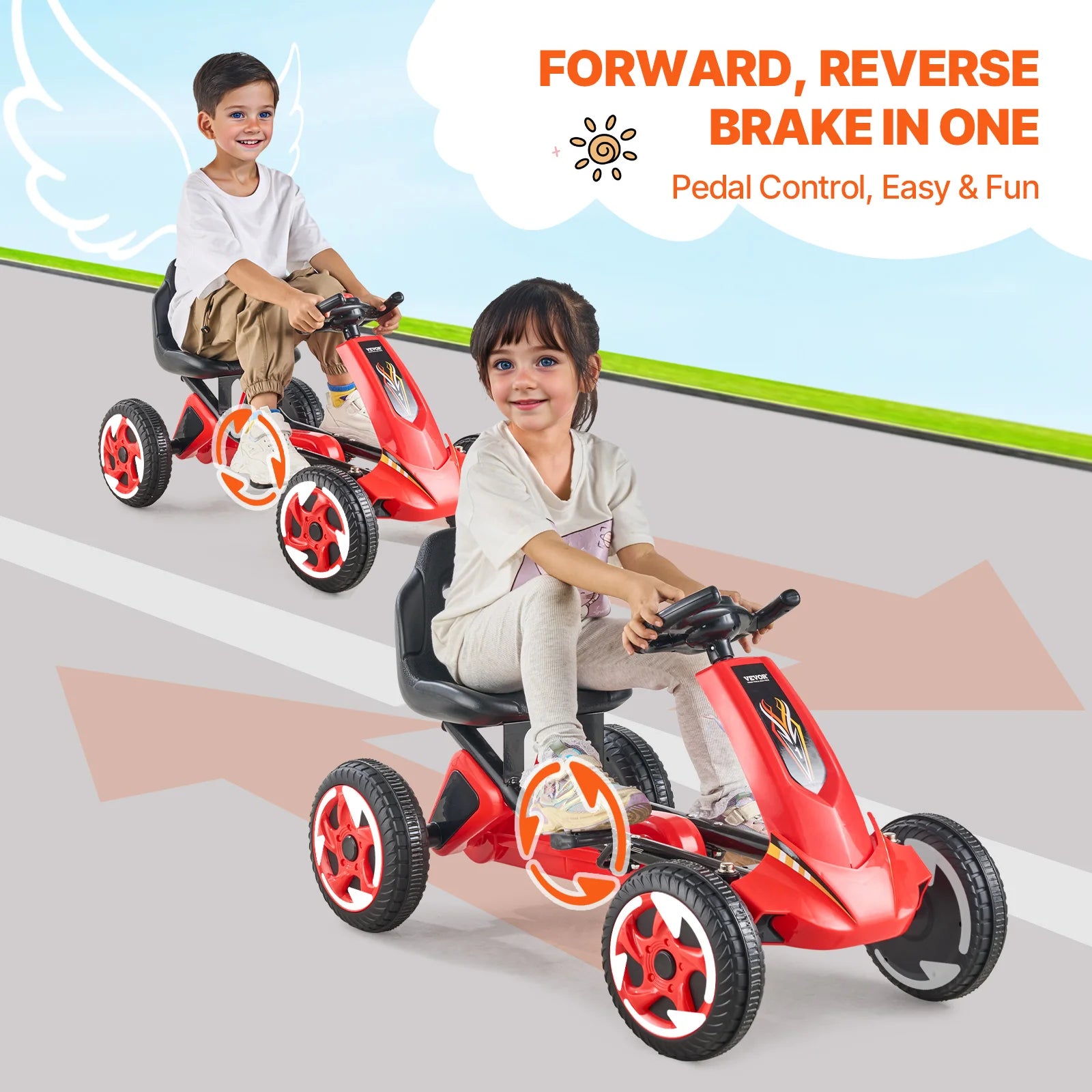 SucceBuy 66lbs Kid Pedal Go Kart 4 Wheel Off-Road Pedal Ride On Toys with Adjustable Seat Outdoor Racer Pedal Car for Boys Girls
