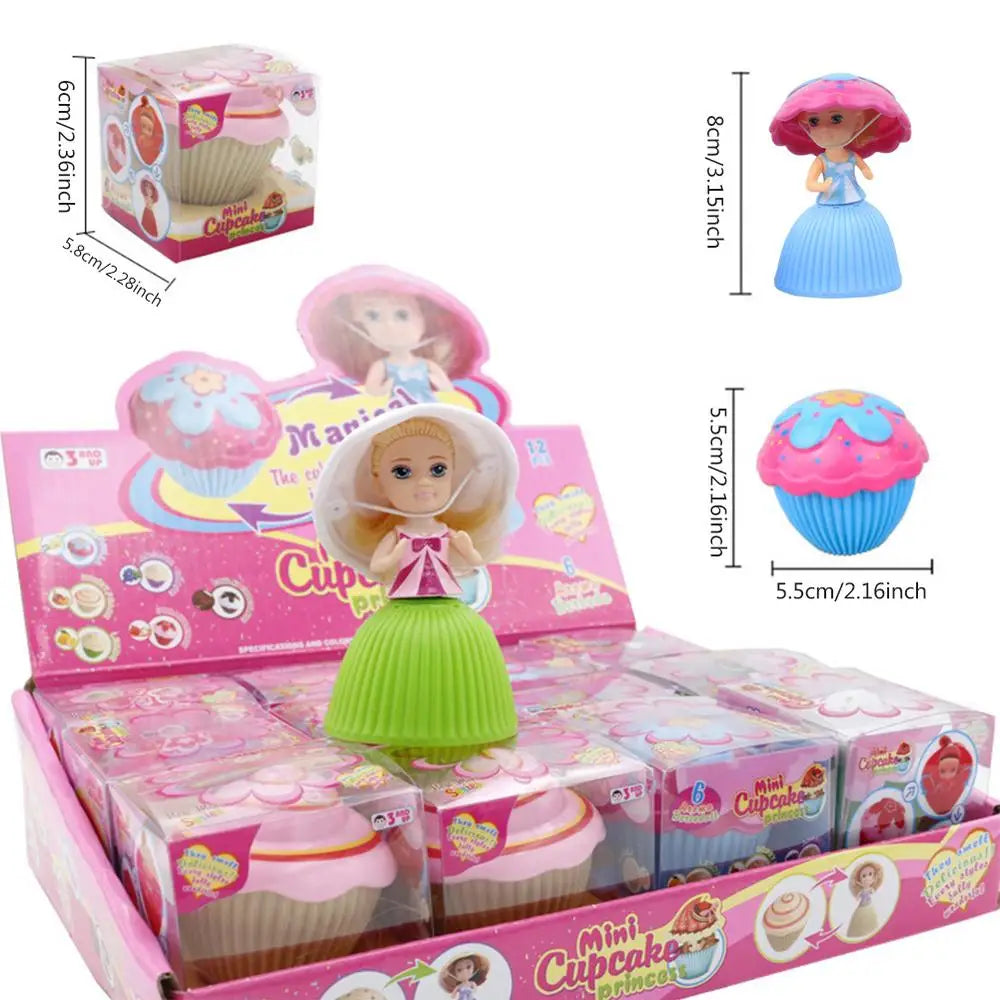12PCS/Set Mini Beautiful Cake Dolls Toys Surprise Cupcake Princess Dolls Toys Game Funny Game Gifts For Children Skirt Can Flip
