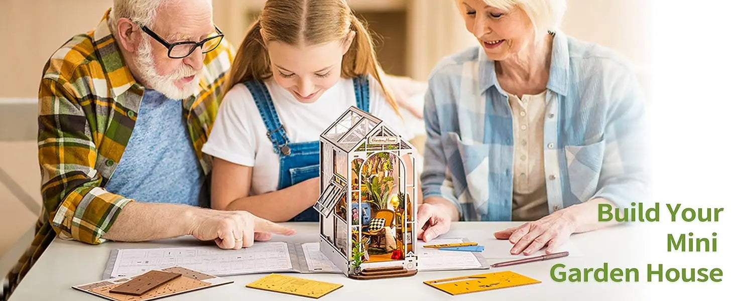 Robotime Rolife Original Garden House Kit Book Shelf Insert Easy Assemble Toys Gifts for Kids Girls Home Decoration Book Nook