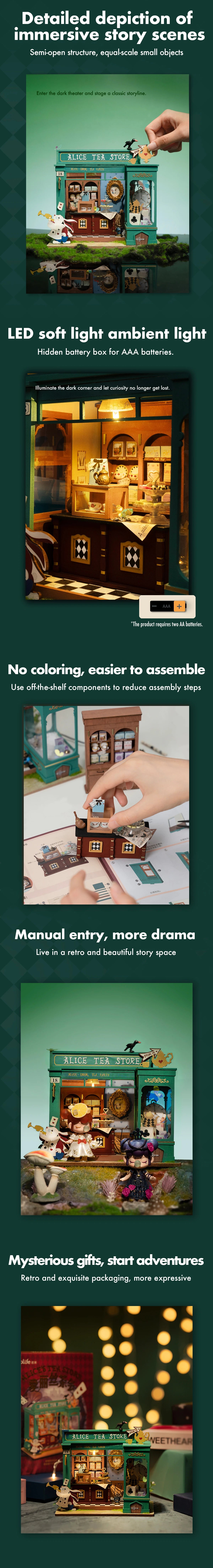 Robotime Rolife DIY Mystery Archives Bureau Decorative Ornament Kids Adult Miniature Fantasy Magic Doll House Wooden Kit Toy