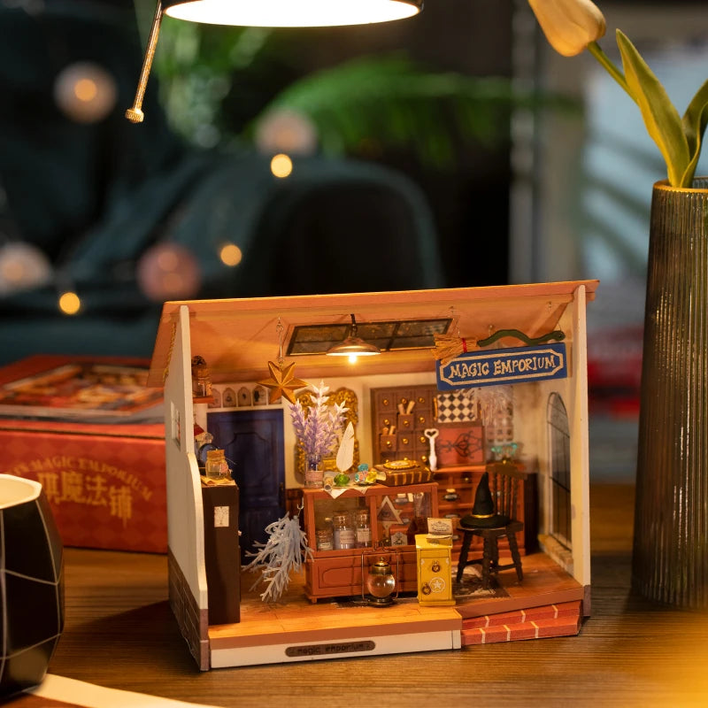 Robotime Rolife DIY Mystery Archives Bureau Decorative Ornament Kids Adult Miniature Fantasy Magic Doll House Wooden Kit Toy
