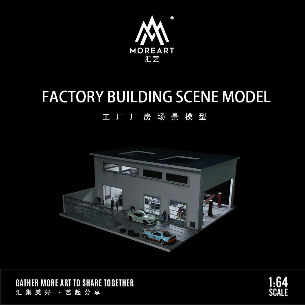 Diorama 1/64 Car Garage Model LED Lighting City Factory Car Parking Lot Scene Building Display Model Toys