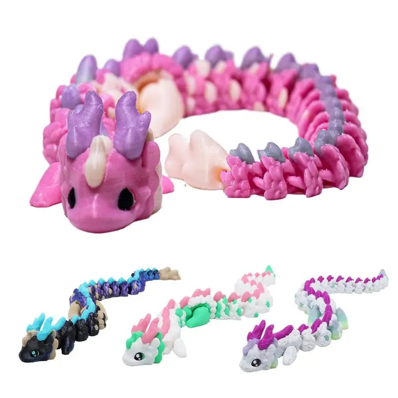 3D Printed Dragon Model Toy Fully Body Joint Movable 3D Printed Articulated Dragon Fidget Toys Creative Animal table Decor