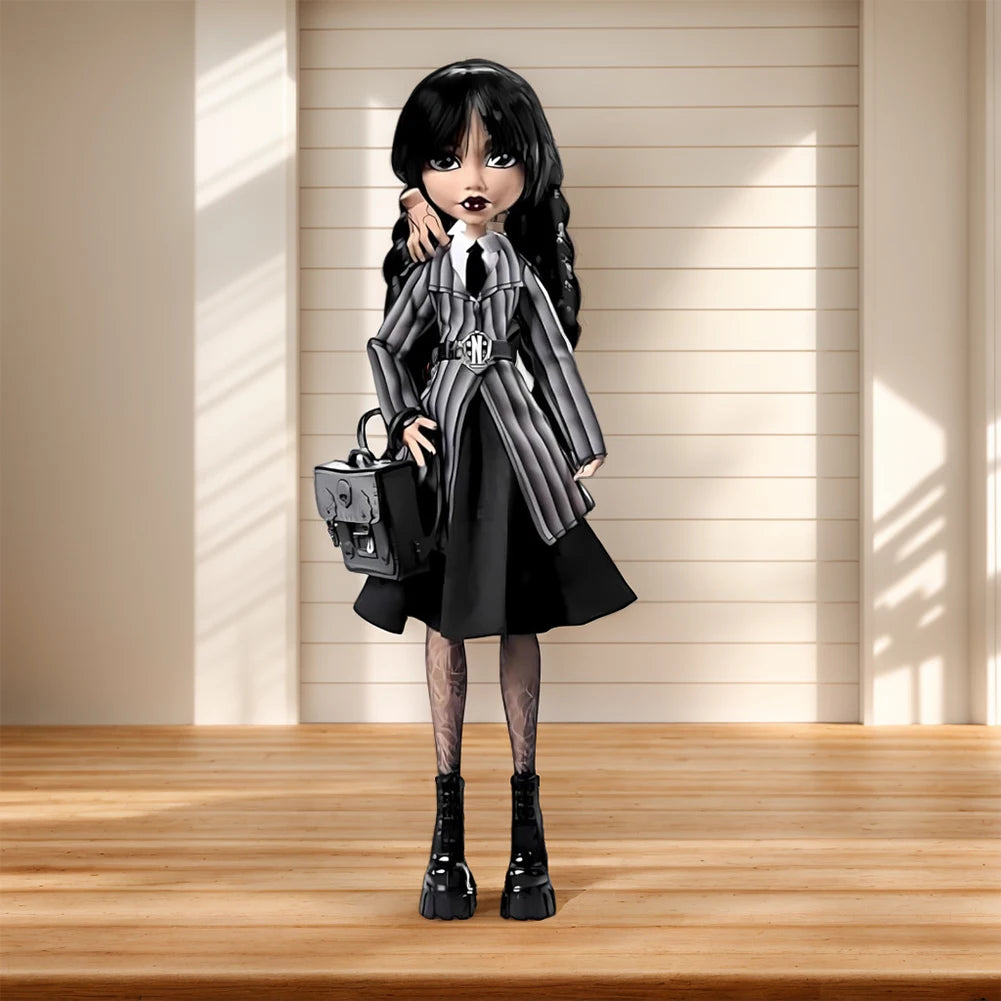 Girl in Black Statue Girls Sculpture with Backpack Table Collectible Decorations Gothic Style Desktop Ornaments for Kids Adults