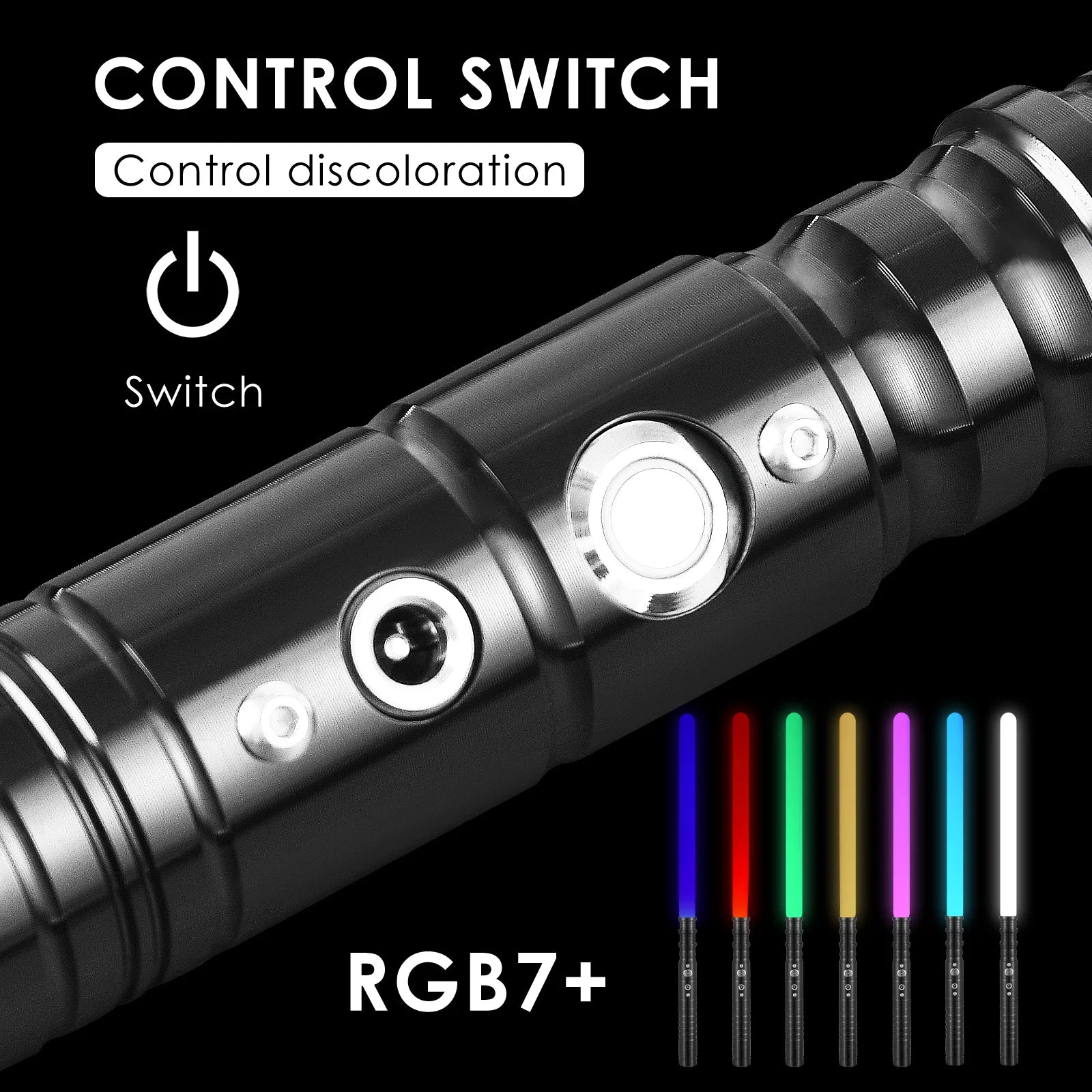 RGB 7 Colors Lightsaber with Sound Adjustable Fighting Sound Effects Birthday Party Christmas Gifts Costumes Prop for Kids, 63cm