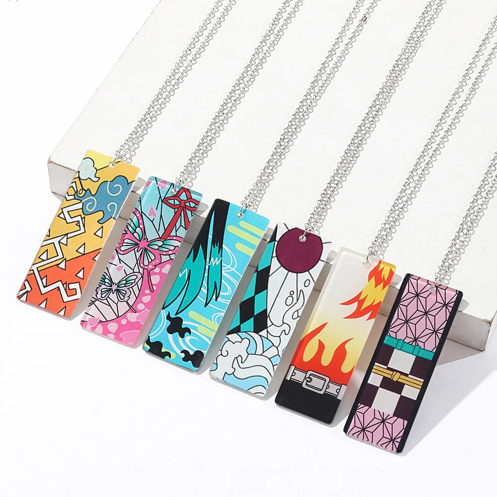 Anime Demon Slayer Necklace Kamado Tanjirou Agatsuma Zenitsu for Women Men Cartoon Pendant Neck Chain Jewelry Accessories Gifts
