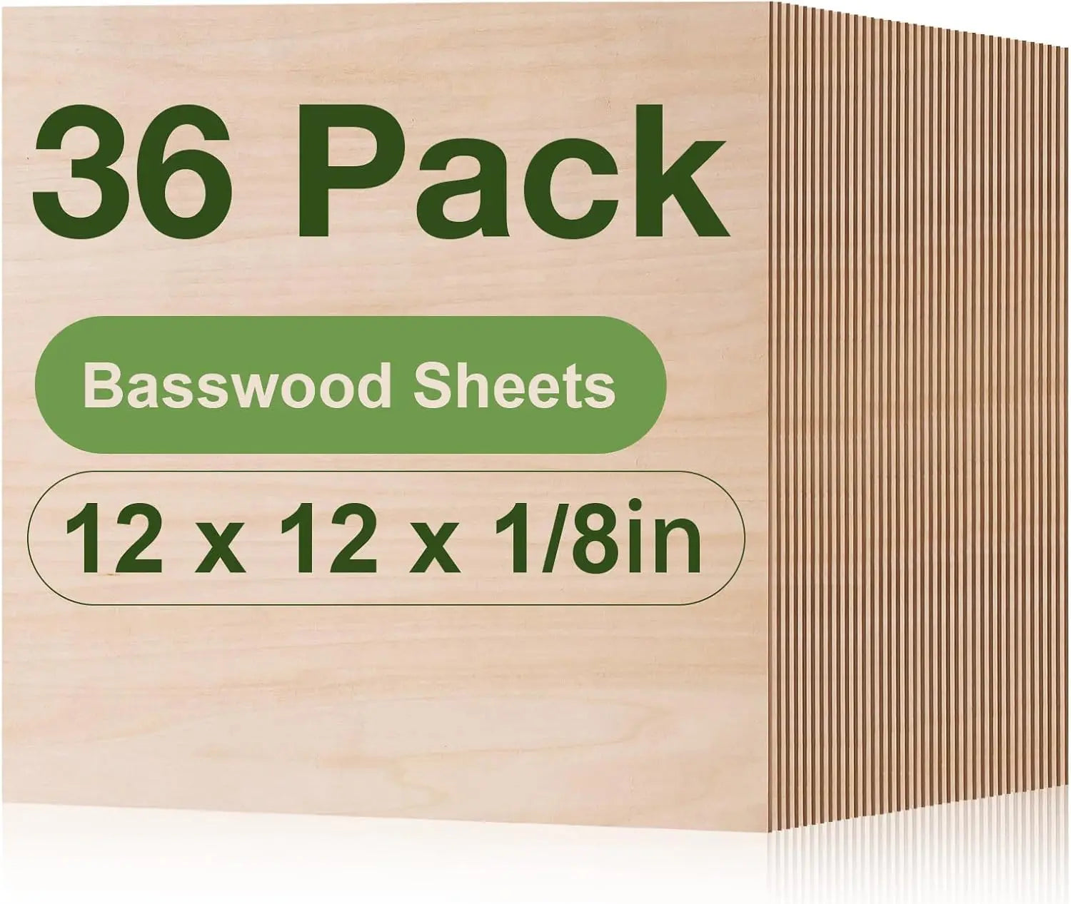 Robotime 12-Pack 3mm Basswood 12 x 12 x 1/8 Inch Craft Wood A/A Grade Basswood Sheets 1/8" - 1/8" Plywood for Laser Cutting