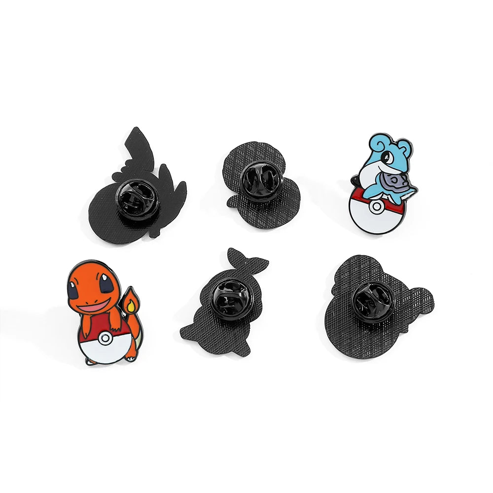 Anime Pokemon Enamel Pin Kawaii Poke Ball Pikachu Squirtle Charmander Metal Badge Brooch Jacket Jeans Lapel Pin Toys Accessories