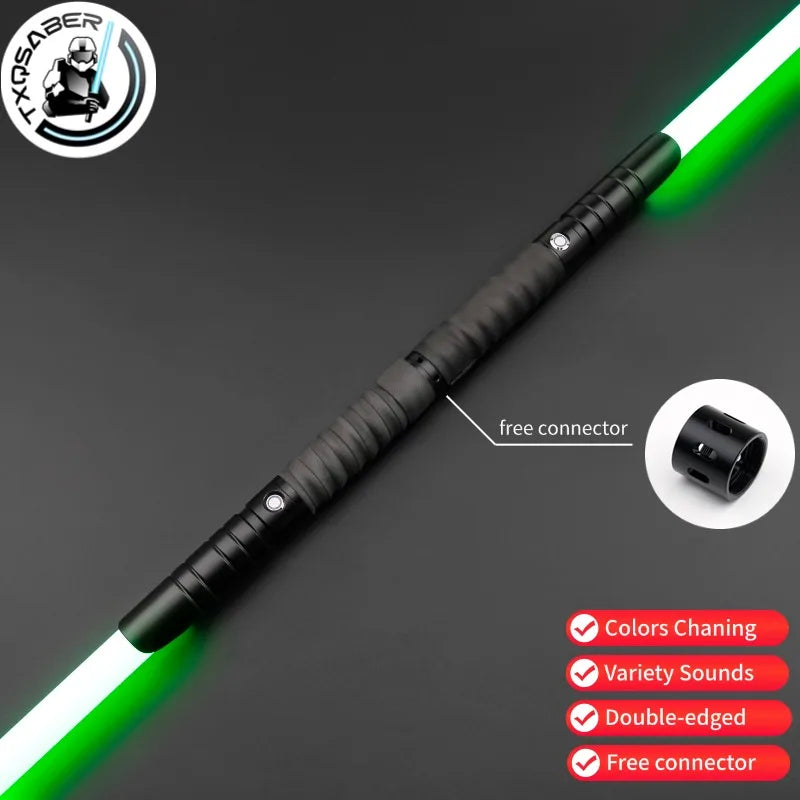 TXQSABER Double Heavy Dueling Lightsaber Smooth Swing Laser Sword Metal Hilt with Strap Blaster Force Jedi Training Cosplay Kids