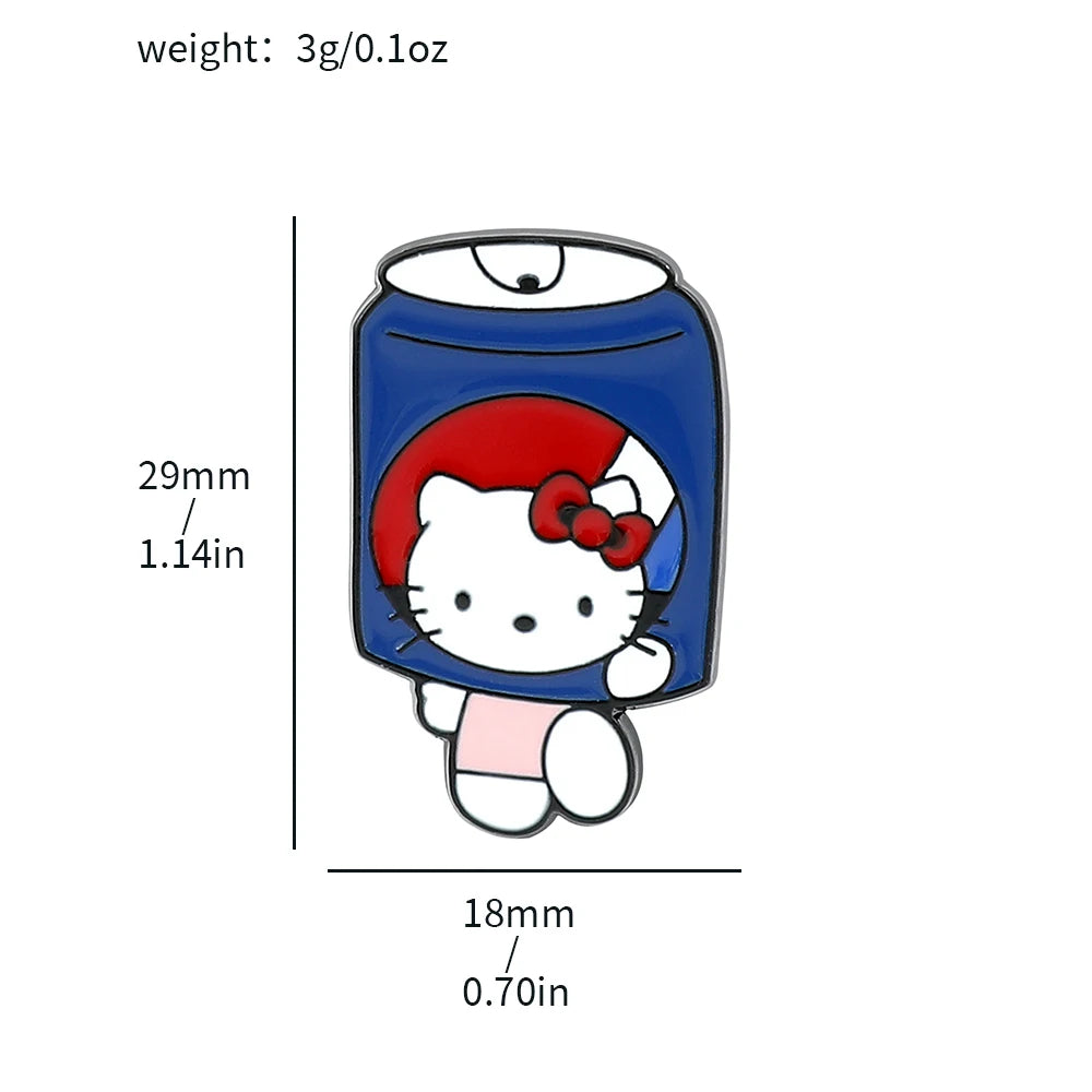 Sanrio Cola Hello Kitty Fries Kuromi Enamel Pin Pokemon Sandwich Pikachu Hamburger Charmander Metal Badge Brooch Gifts