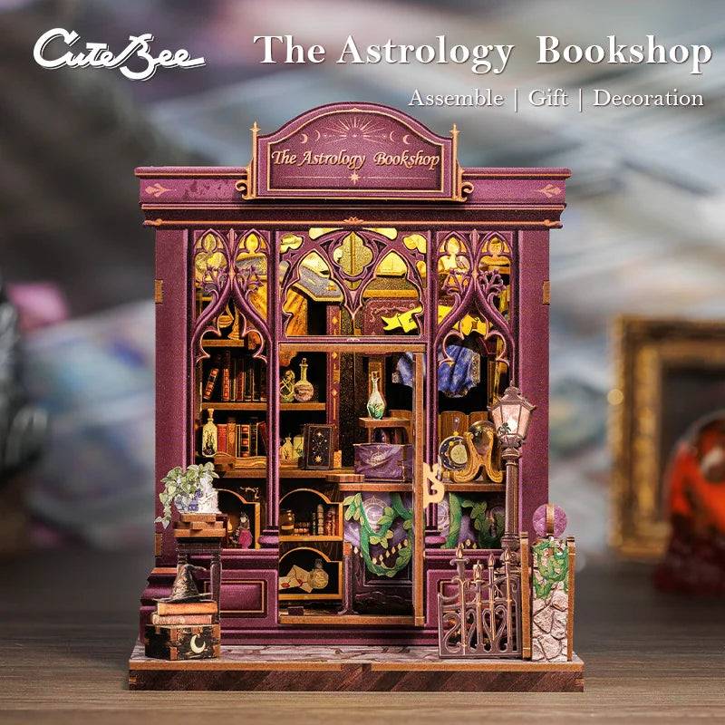 Cutebee DIY Miniature Booknook 3D Wooden Puzzle Bookshelf Insert for Dollhouses Perfect Child Birthday Gift Home Decor