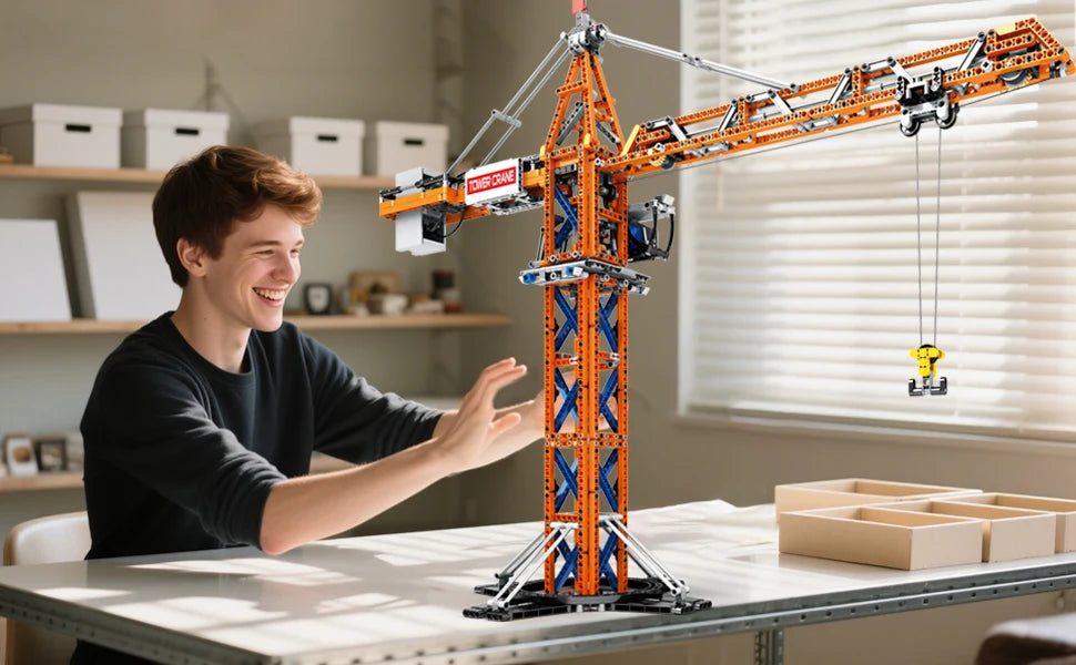 1288PCS Remote Control Tower Crane Building Blocks City Jib Crane Electric Technology RC Bricks Set Kids Play House Toys Gifts