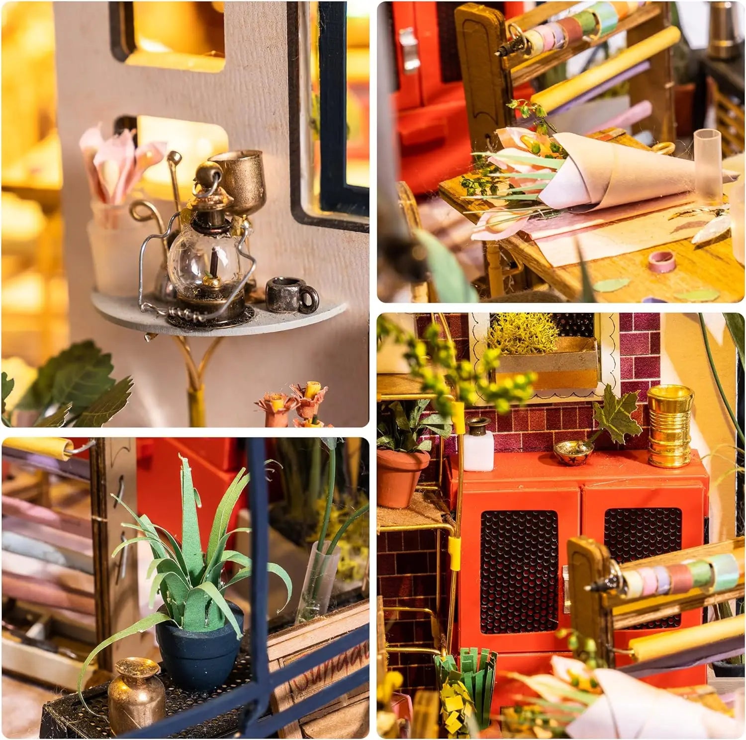 Robotime DIY Dollhouse Kit Mini House with Furnitures Accessories 1:24 Scale Craft Kit Emily's Flower Shop