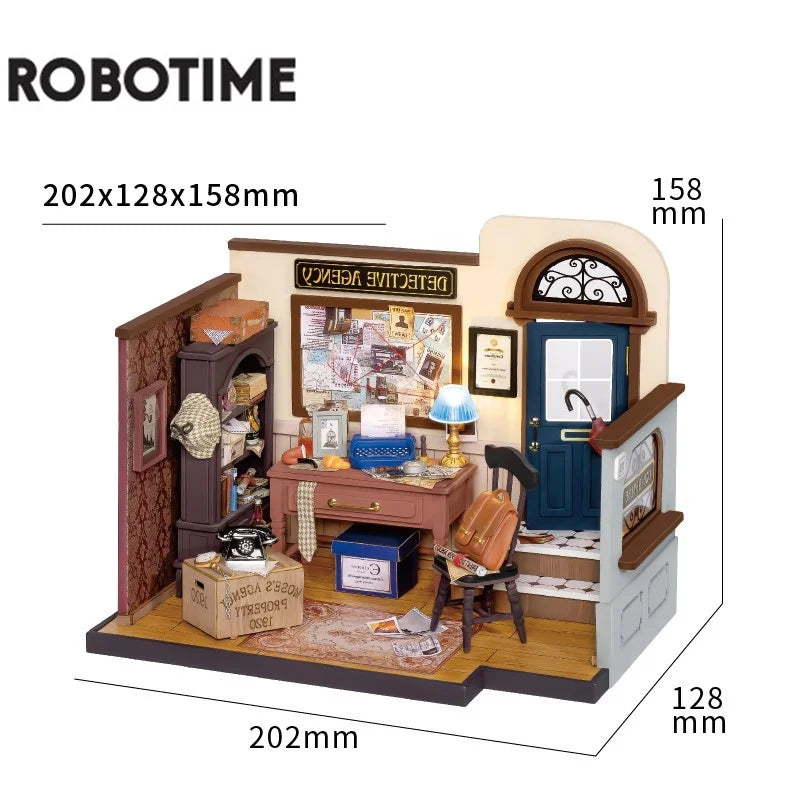 Robotime Rolife DIY Mystery Archives Bureau Decorative Ornament Kids Adult Miniature Fantasy Magic Doll House Wooden Kit Toy