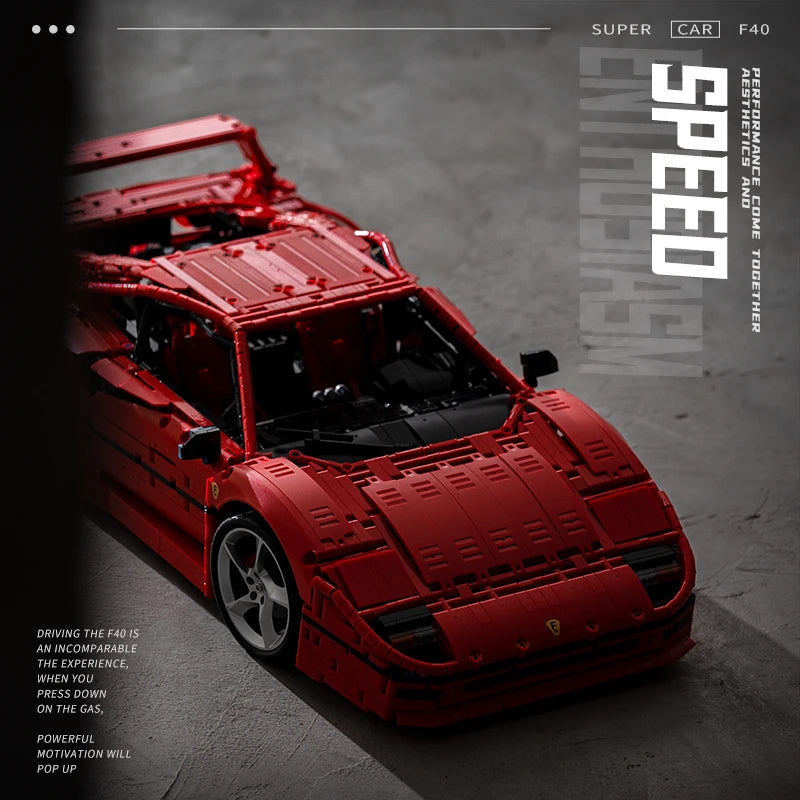 4026PCS F40 Super Car Building Blocks Toys Model Small Particle Red Speed Sport Car Bricks Desktop Ornament For Holiday Gifts