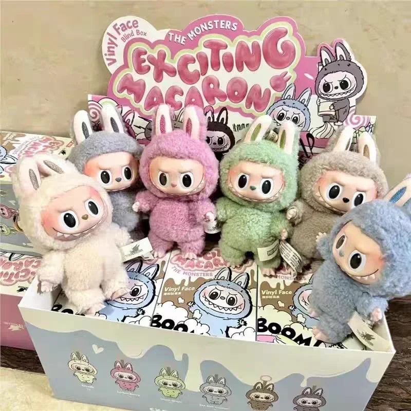 Suitable for Labubu1 Heartbeat Macaron Enamel Monster Face Blind Box PVC Statue Desktop Decoration Cute Doll Kids Birthday Gift