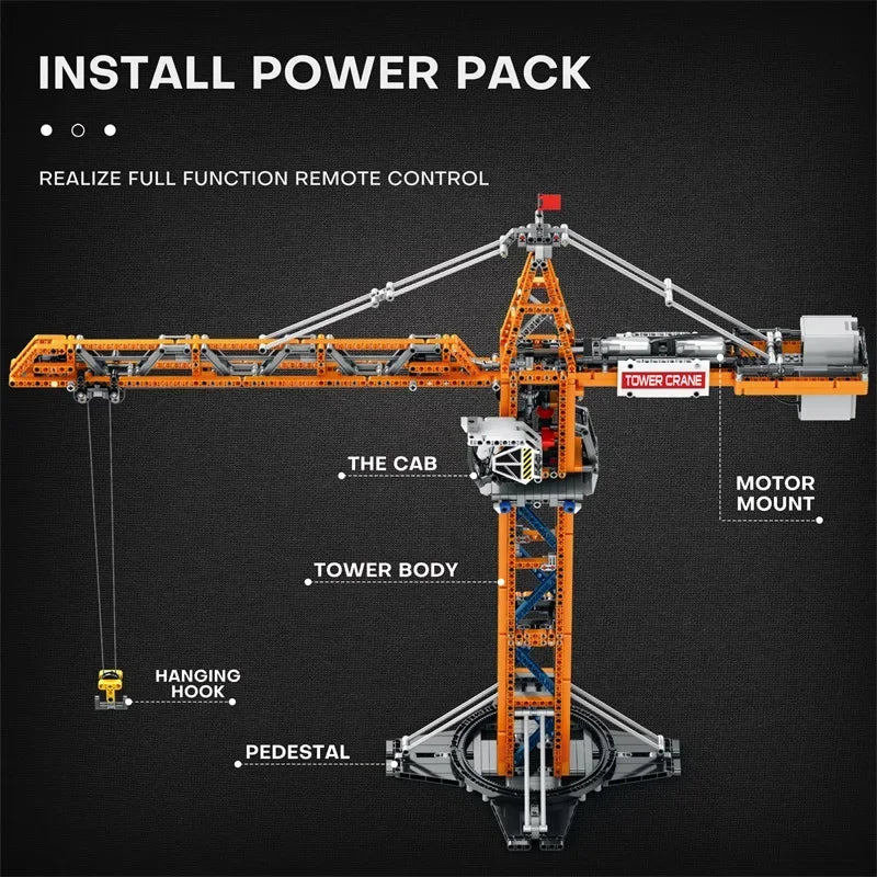 1288PCS Remote Control Tower Crane Building Blocks City Jib Crane Electric Technology RC Bricks Set Kids Play House Toys Gifts