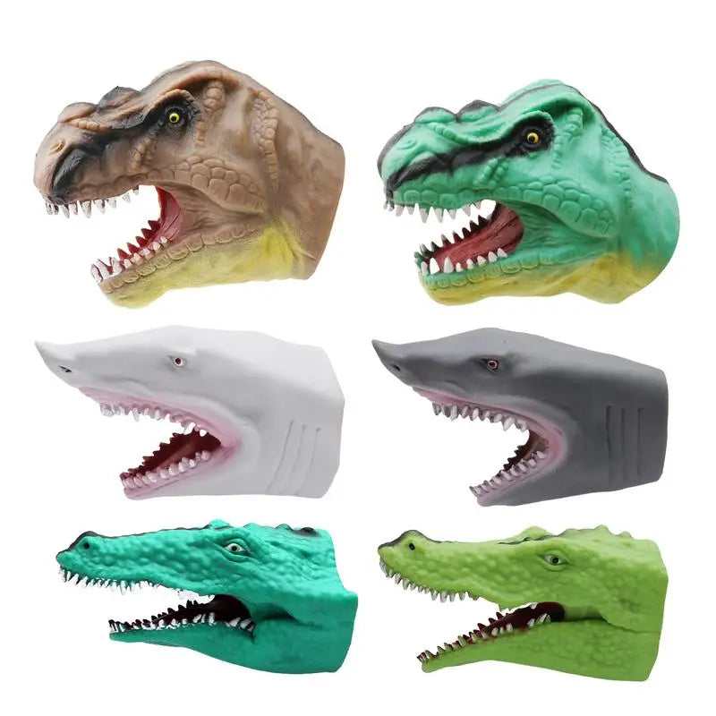 Dinosaur Hand Puppet Glove Soft Rubber Triceratops Shark Model Children Simulation Animal Animation Puppet Toy Boy Birthday Gift