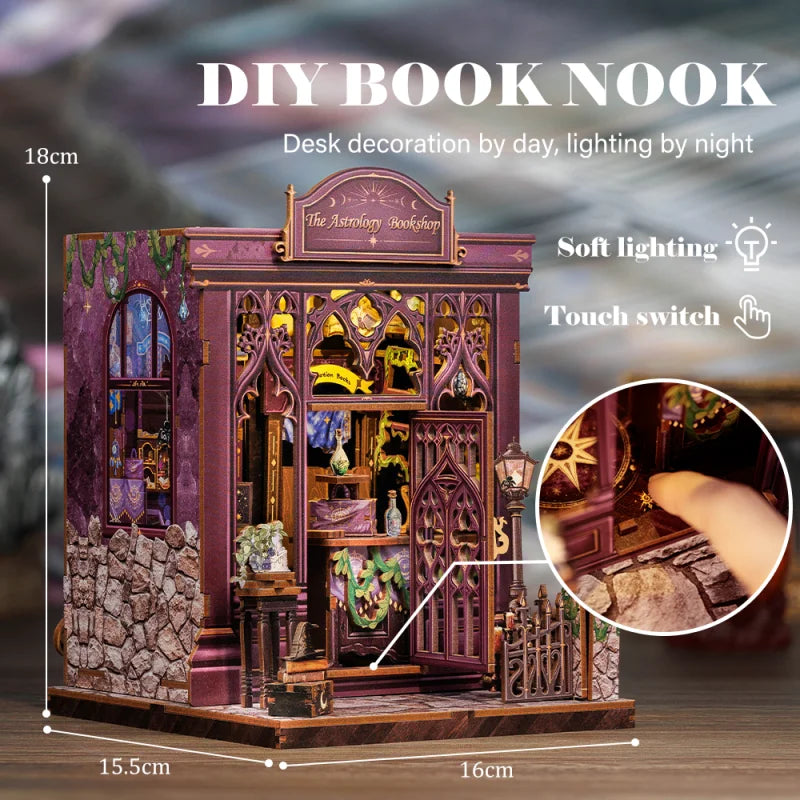 Cutebee DIY Miniature Booknook 3D Wooden Puzzle Bookshelf Insert for Dollhouses Perfect Child Birthday Gift Home Decor