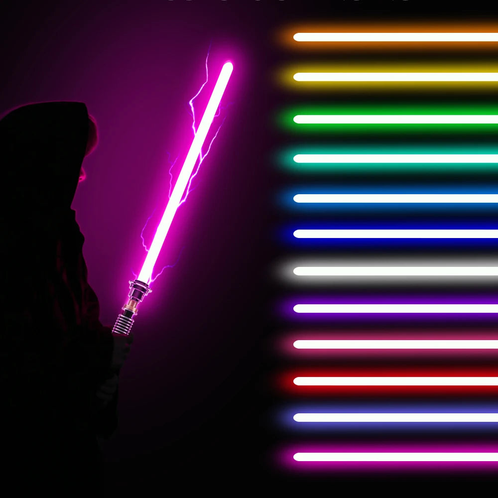 TXQSABER Lightsaber Heavy Dueling RGB Color Changing Metal Hilt Smooth Swing Blaster May 4th Cosplay Jedi Laser Sword Toys Kid