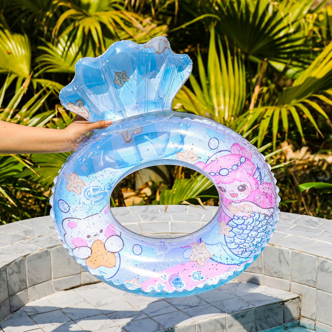 1PC Transparent shell shape Baby float Pool floats kids Pool float Children's seat with swimming ring