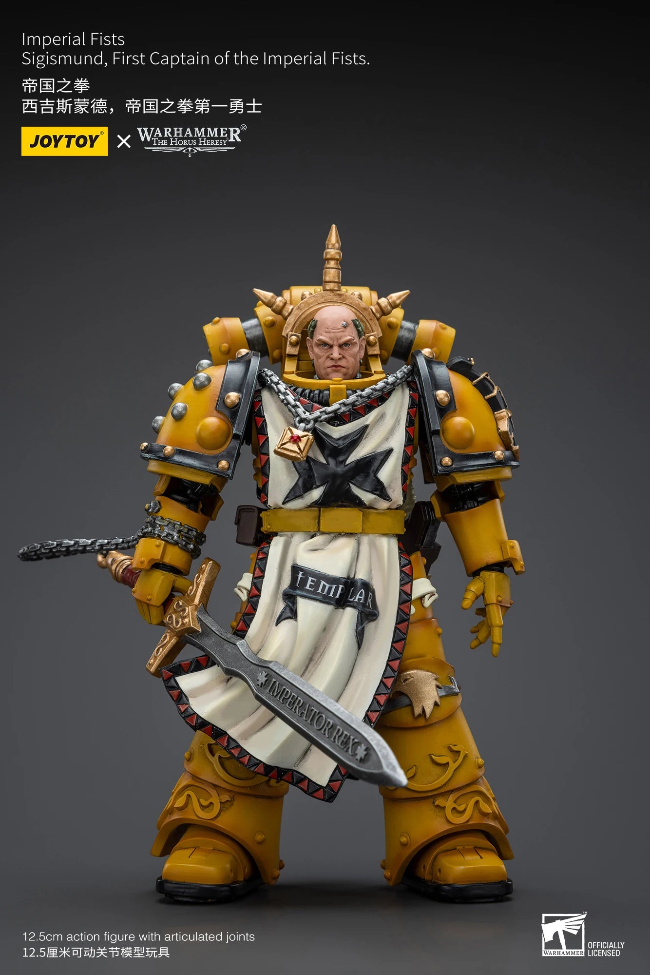 JOYTOY Warhammer 40K 1/18 Action Figure Imperial Fists Sigismund, First Captain of the Imperial Fists Anime figures Toys Model