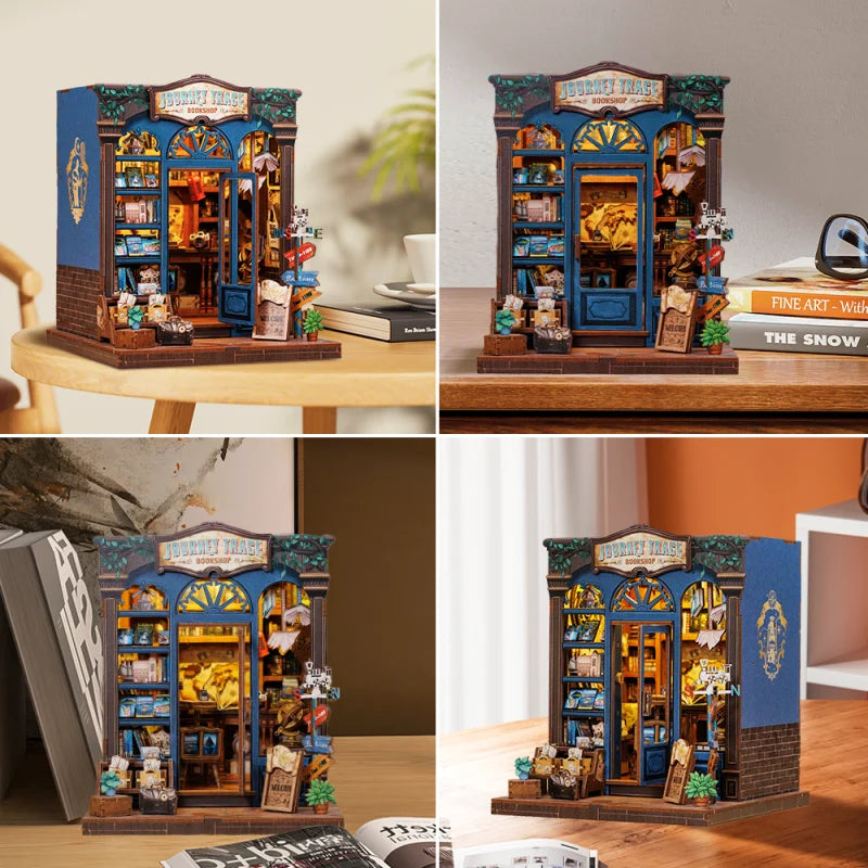 Cutebee DIY Miniature Booknook 3D Wooden Puzzle Bookshelf Insert for Dollhouses Perfect Child Birthday Gift Home Decor