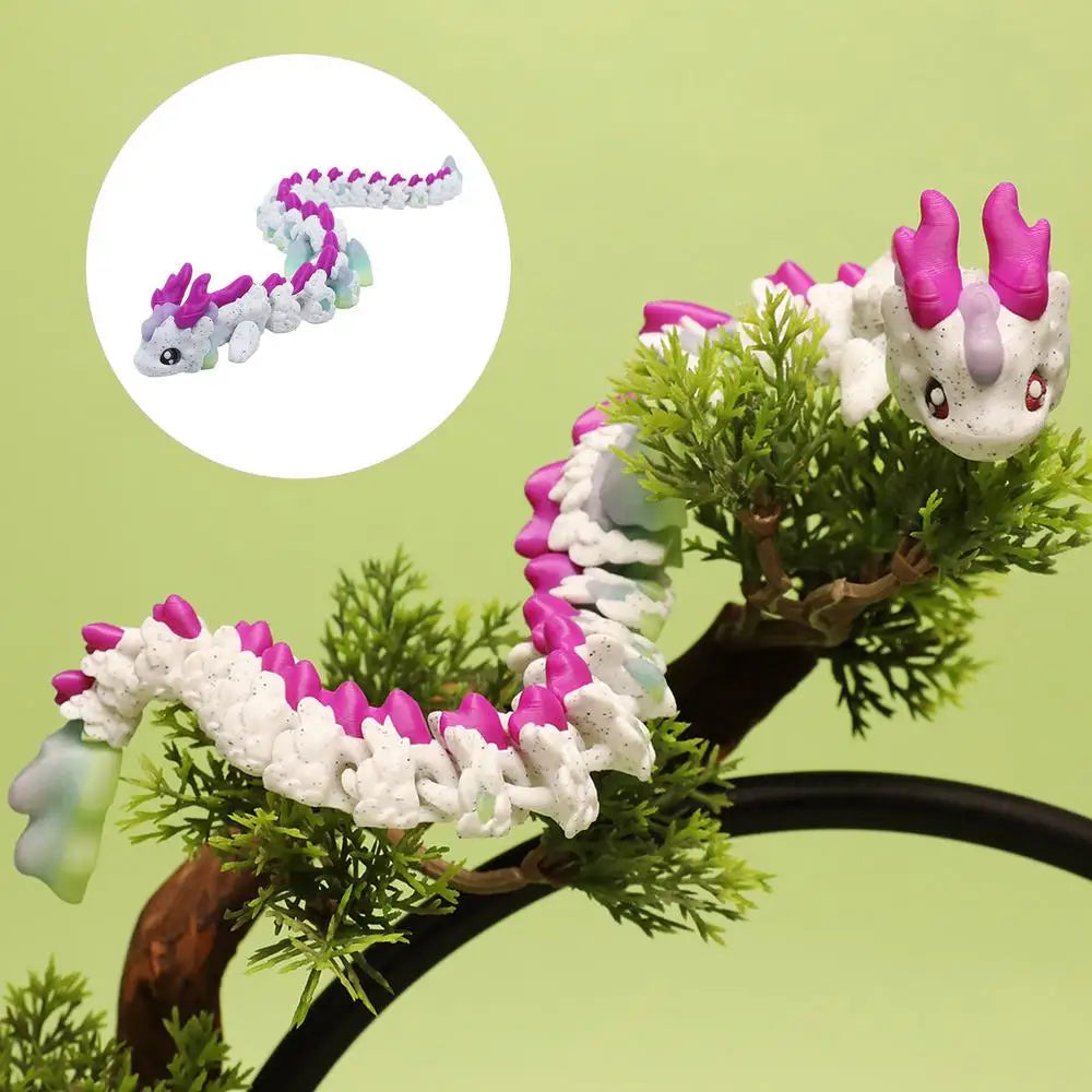 3D Printed Dragon Model Toy Fully Body Joint Movable 3D Printed Articulated Dragon Fidget Toys Creative Animal table Decor
