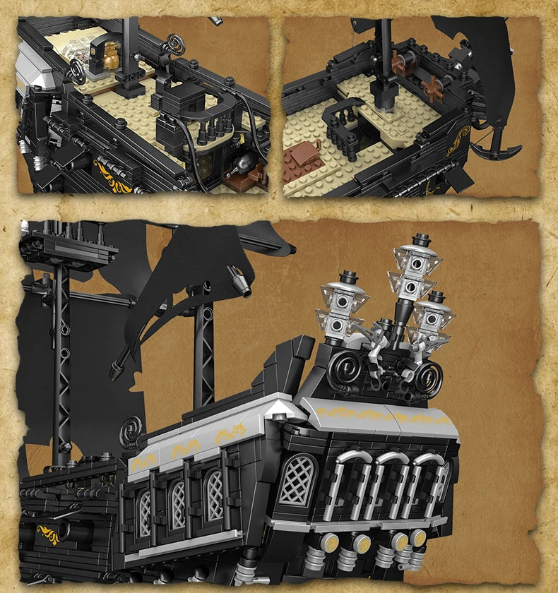 Mould King 13197 Pirate Ship Building Blocks Flying Dutchman Boat Construction Kit for Adults Kids Bricks Toys Christmas Gifts