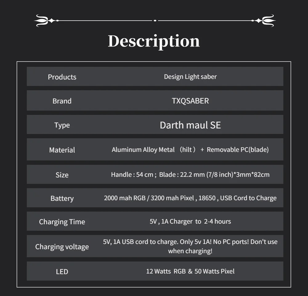 TXQSABER Special Edition Darth maul Heavy Dueling Lightsaber Bluetooth Control Colors Changing Blaster Cosplay Laser Sword Toys
