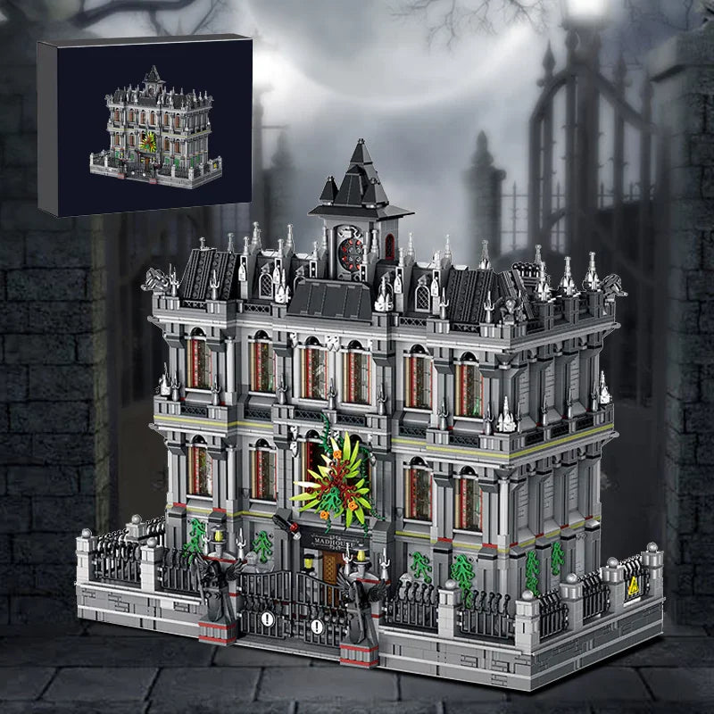 7499PCS Lunatic Hospital Building Blocks Street View Architecture Display Model High Difficulty Assemble Toys Gift for Adult Kid