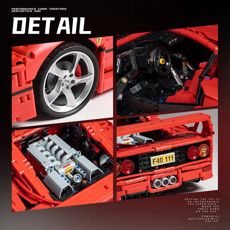 4026PCS F40 Super Car Building Blocks Toys Model Small Particle Red Speed Sport Car Bricks Desktop Ornament For Holiday Gifts