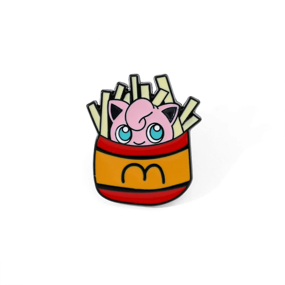 Sanrio Cola Hello Kitty Fries Kuromi Enamel Pin Pokemon Sandwich Pikachu Hamburger Charmander Metal Badge Brooch Gifts