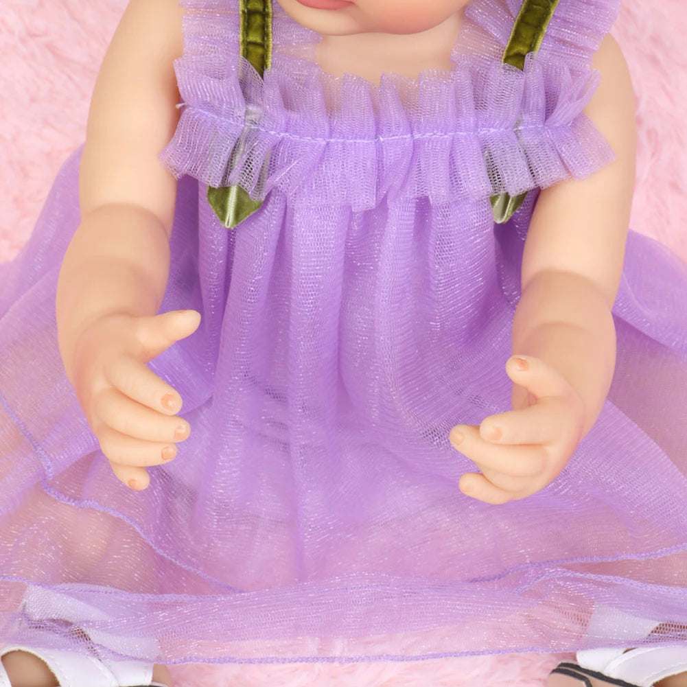 Fashion 55cm Simulation Princess Dolls Toy Mini Cute Purple Dress Baby Series Doll with Golden Curly Hair For Kids Kawaii Dolls