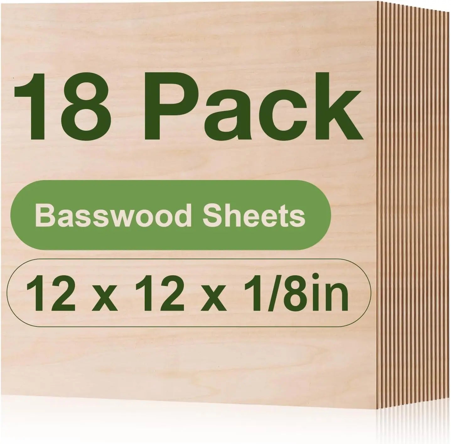 Robotime 12-Pack 3mm Basswood 12 x 12 x 1/8 Inch Craft Wood A/A Grade Basswood Sheets 1/8" - 1/8" Plywood for Laser Cutting