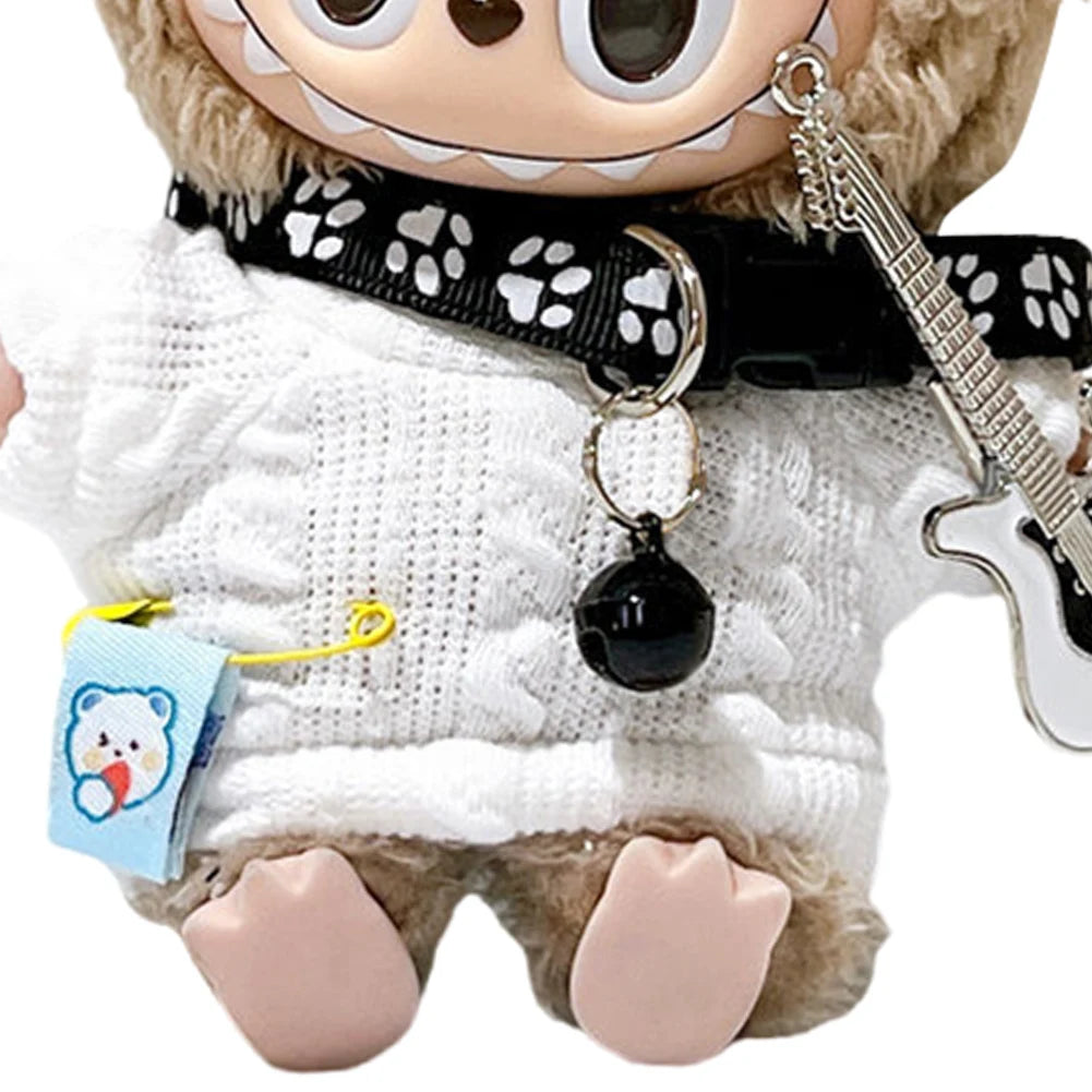 17cm DIY Sweater Goggles Dog Collar Guitar Fashion Doll'S Clothing Labubu Plush Doll Clothes Kawaii Animal Plushies Cartoon Suit