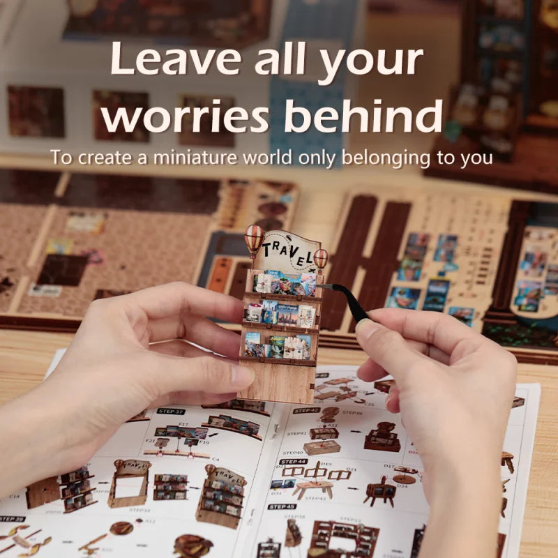 Cutebee DIY Miniature Booknook 3D Wooden Puzzle Bookshelf Insert for Dollhouses Perfect Child Birthday Gift Home Decor