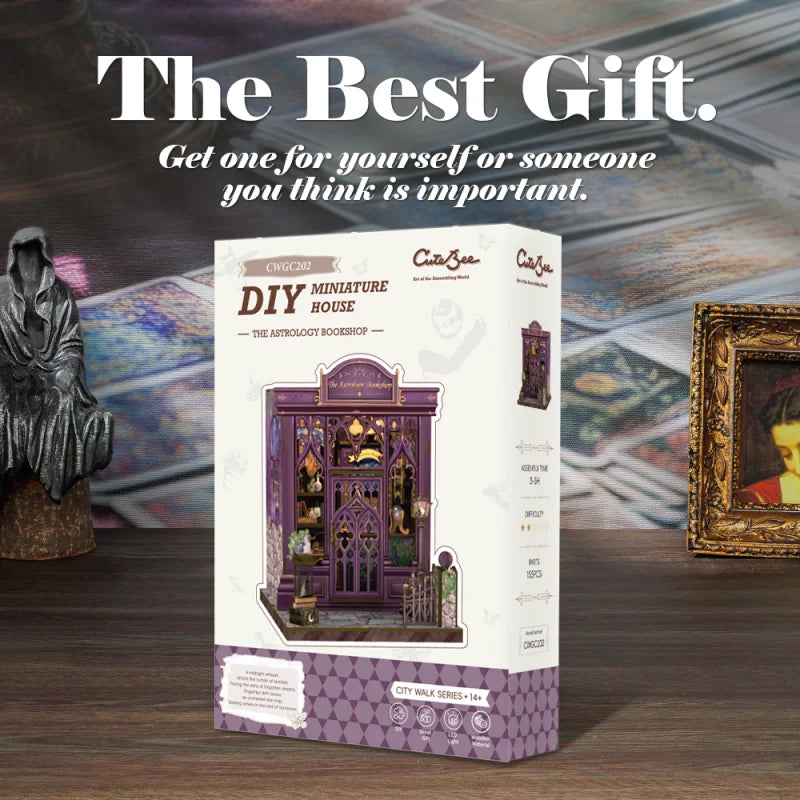 Cutebee DIY Miniature Booknook 3D Wooden Puzzle Bookshelf Insert for Dollhouses Perfect Child Birthday Gift Home Decor